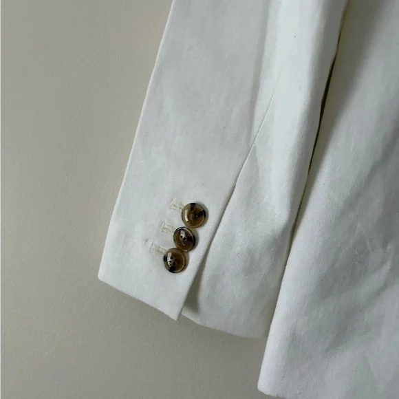 J. Crew Classic White Blazer Linen-Cotton one-button Size 8 - Picture 12 of 15